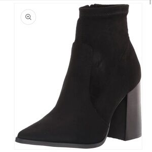 Steve Madden Womens Touchdown Black Suede Ankle Boots Chunky Heel Size 10